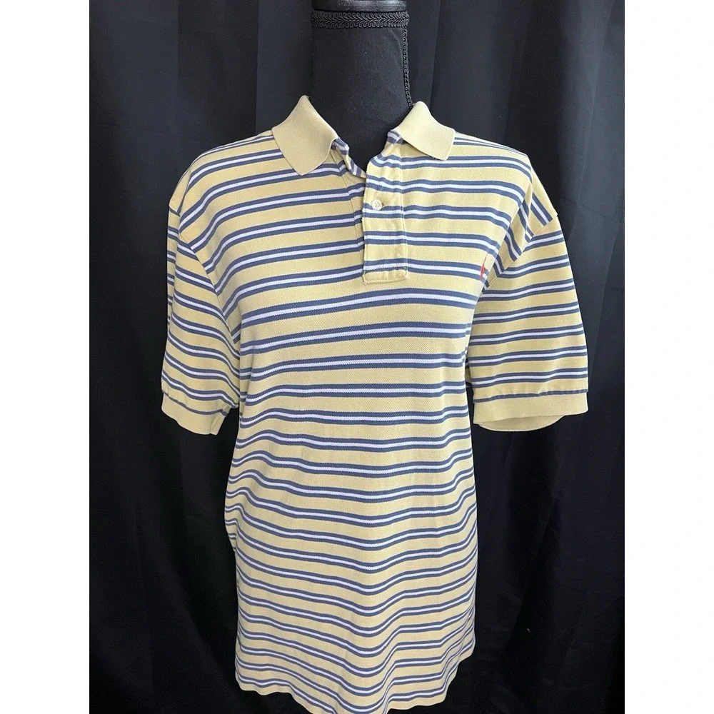 POLO RALPH LAUREN Men's Striped Polo Shirt Size L Classic‎ Fit Preppy Golf Y2K